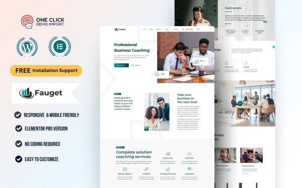 Professional Business Coaching & Consulting WordPress Elementor Template Kit | Mentor, Corporate Training Website Theme