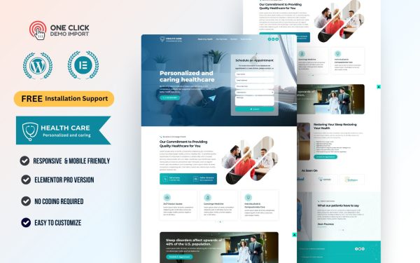 Medical & Clinic Landing Page WordPress Elementor Template Kit | Doctor, Hospital & Dentist WordPress Website Theme