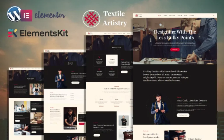 Textile Artistry Tailoring Website Design Templates Kit