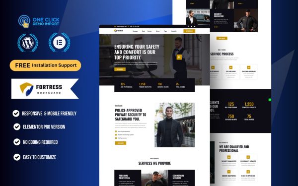 Security Services & Bodyguard WordPress Elementor Template Kit | CCTV, Protection Agency Website Theme