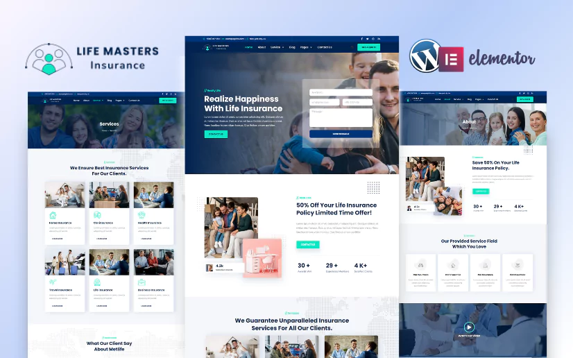 Insurance Services Elementor Template Kit, Insurance Services Wordpress Website