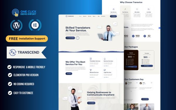 Translation Agency & Language Services WordPress Elementor Template Kit | Education & Multi-Language Website Theme