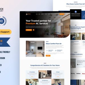 AC Repair & Air Quality WordPress Elementor Template Kit | HVAC, Ventilation & Purification Website Theme