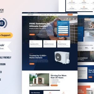 Heating & Air Conditioning Services WordPress Elementor Template Kit | AC Repair & Maintenance Website Theme