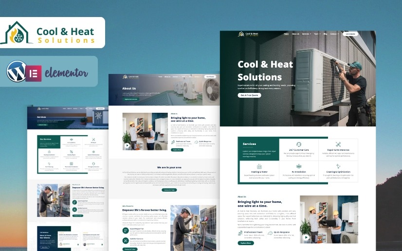 Cool & Heat – AC Repair & HVAC Services Wordpress Elementor Template ...