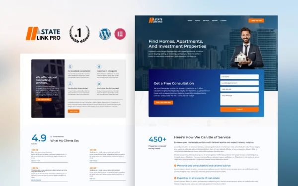 SateLink Best Real Estate Agency Elementor Landing Page
