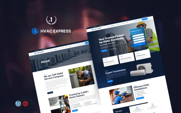 HVAC Express AC Repair WordPress Elementor Template