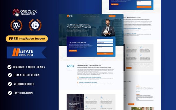 Real Estate & Property Management WordPress Elementor Template Kit | Luxury Listing & Apartment Landing Page