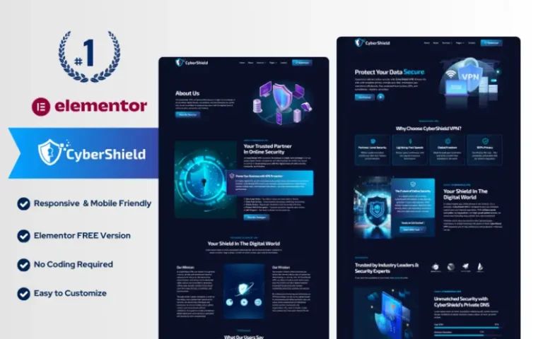 CyberShield – VPN, Proxy & Cyber Security Services Elementor Kit