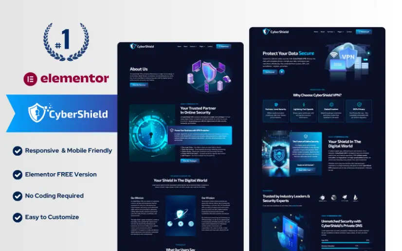 CyberShield – VPN, Proxy & Cyber Security Services Elementor Kit