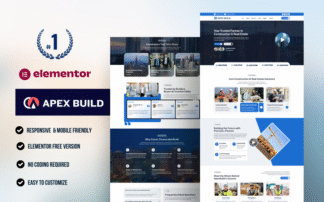 Create a responsive and SEO-optimized website using ApexBuild – Building and Construction Elementor Template Kit. Perfect for contractors, builders, and renovators.