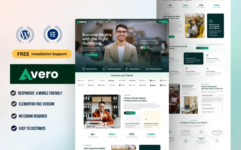 Avero - Business Consultation & Strategy WordPress Elementor Template Kit