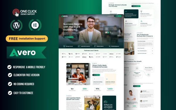 Business Consultation & Strategy WordPress Elementor Template Kit | Financial Advisor & Consulting Website Theme