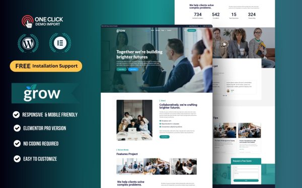 Business Solutions WordPress Elementor Template Kit | Consulting, Finance & B2B Company Website Theme