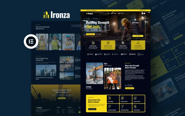Construction Elementor Template Kit: Ironza (15+ Premium Pages)