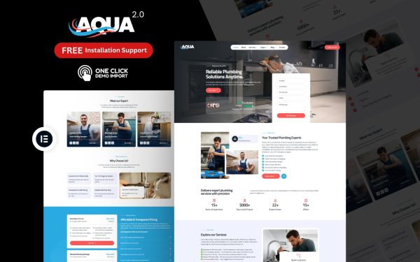 Plumbing Services WordPress Theme – AquaPro 2.0 | Plumber & Pipe Repair Solution