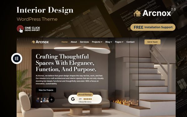 Now $33.81 $49.00 31% off • Sale ends in 9 hours Interior Design WordPress Theme – Arcnox 2.0 | Architecture & Decor Studio Solution