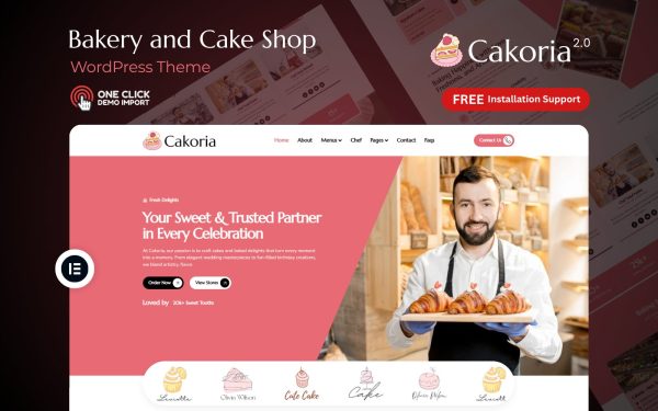 Bakery WordPress Theme Cakoria homepage cake shop design