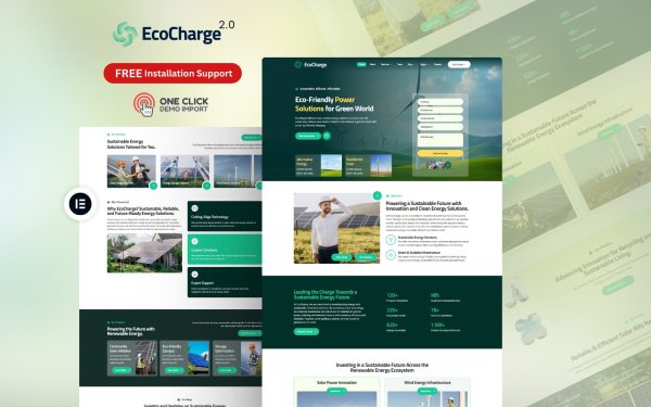 Renewable Energy WordPress Theme – EchoCharge 2.0 | Solar, Wind & EV Charging Solution