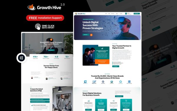 Digital Marketing WordPress Theme – Growth Hive 2.0 | SEO & Creative Agency Solution