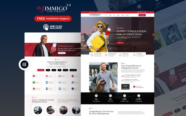 Immigration WordPress Theme ImmiGo homepage design