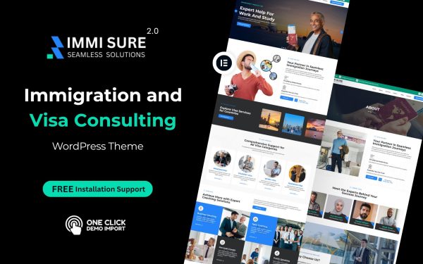 Visa Consulting WordPress Theme Immisure homepage design
