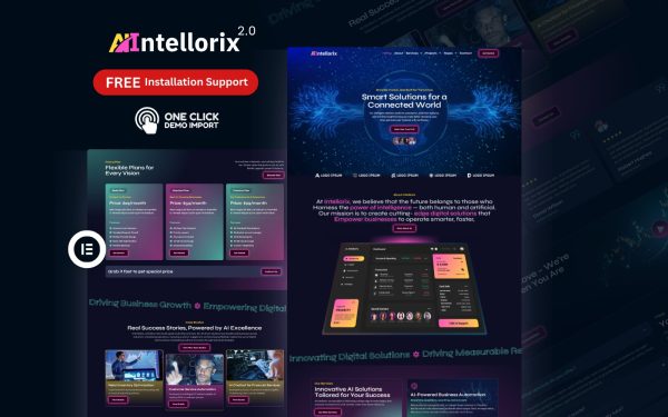 AI SaaS WordPress Theme Intellorix homepage design