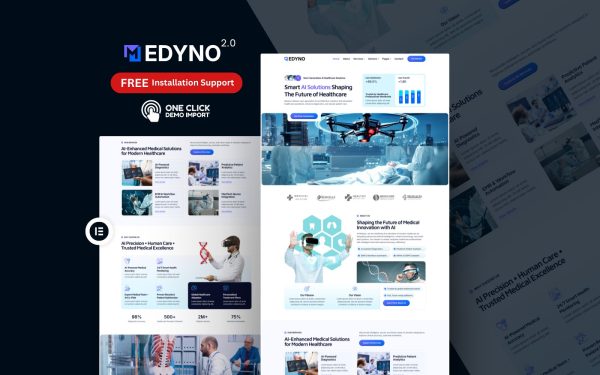Medical WordPress Theme Medyno homepage design