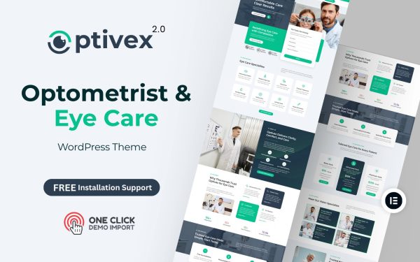 Eye Care WordPress Theme Optivex homepage design