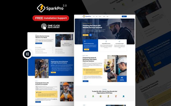 Electrician WordPress Theme – Spark Pro 2.0 | Electrical Services & Contractor Solution