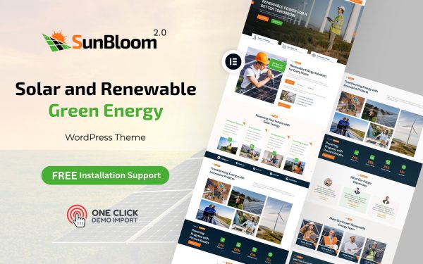 Solar Energy WordPress Theme – SunBloom 2.0 | Renewable & Green Tech Solution