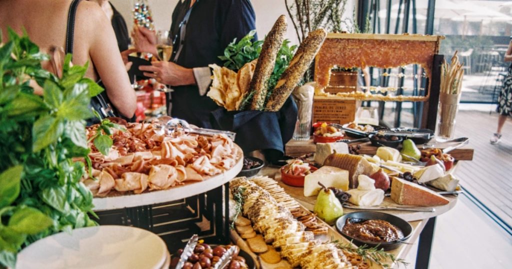 variety of food displayed on a table