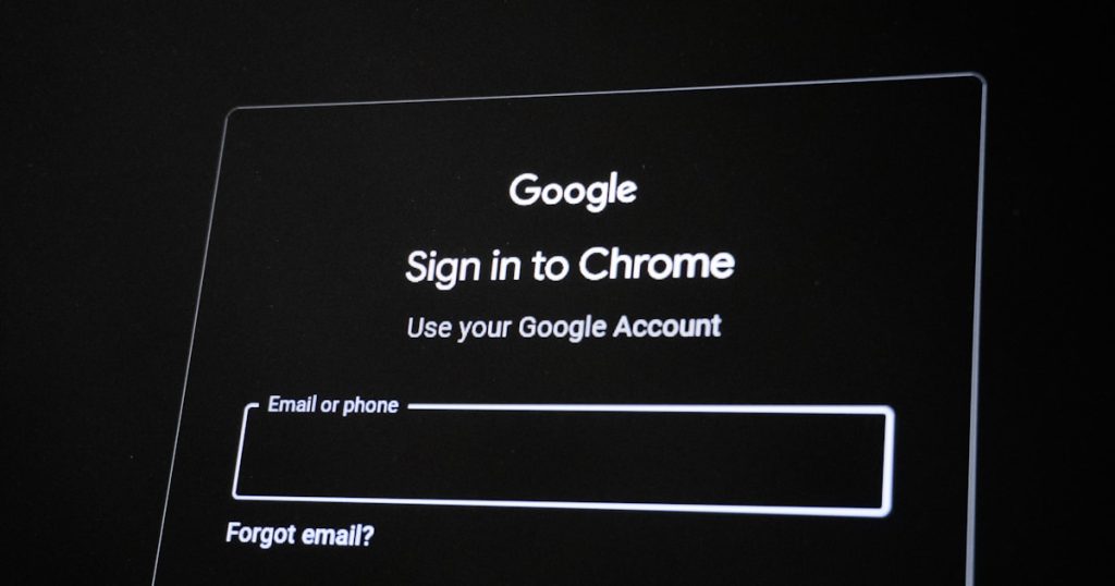Google chrome sign-in screen with email field.