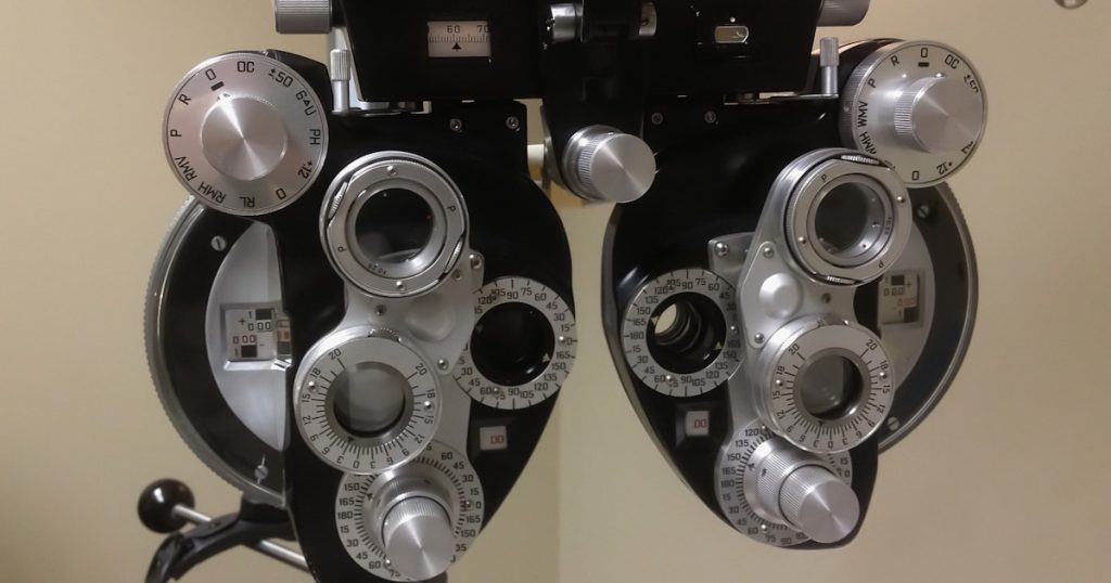 a close up of a microscope on a table