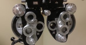 a close up of a microscope on a table