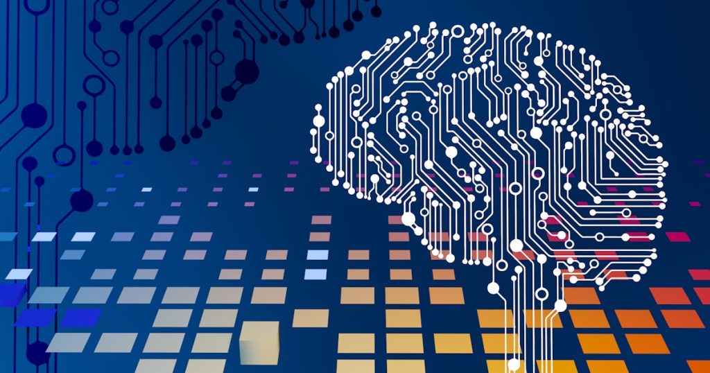a computer circuit board with a brain on it