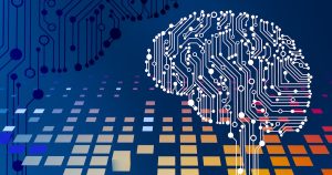 a computer circuit board with a brain on it