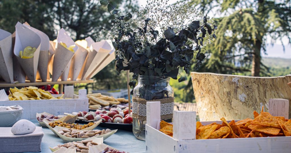 a table with food on it