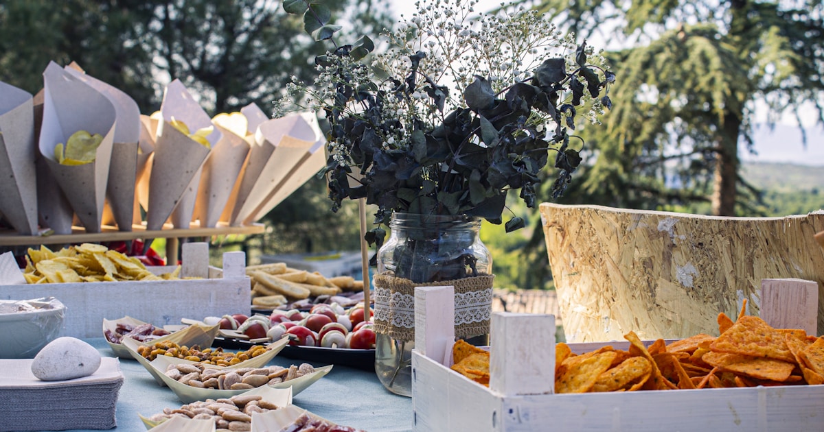 a table with food on it