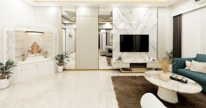 A living room filled with furniture and a flat screen TV