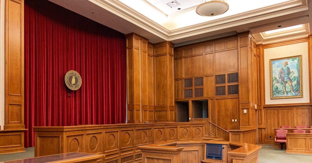 architectural photography of trial court interior view
